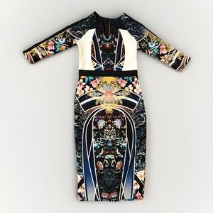 River Island Dress Size 8 Abstract Stretchy Unique Midi